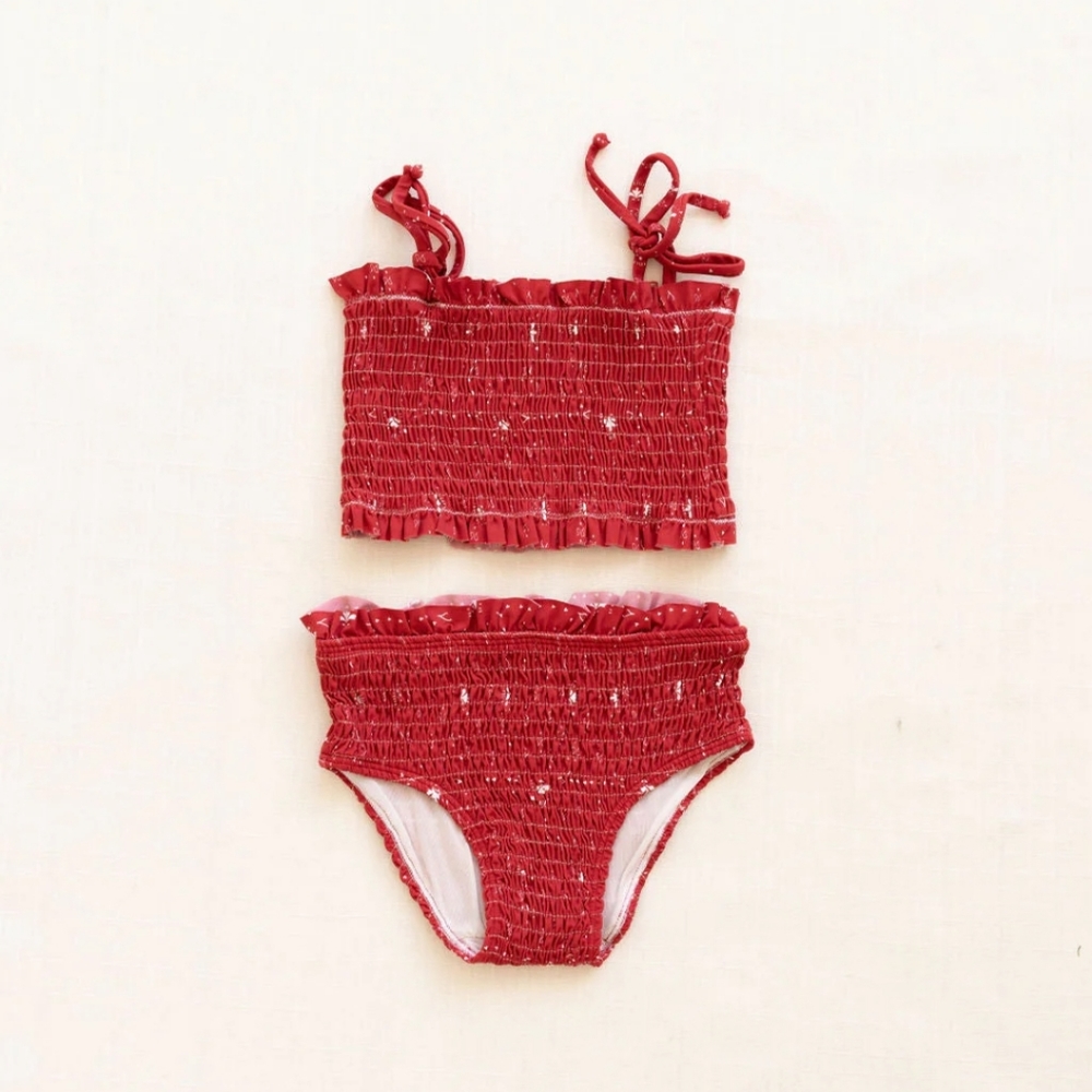 NWT Fin & Vince Smocked Bikini - Paisley Trail Flame